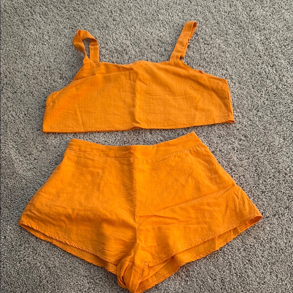 Orange Women's Shorts Set